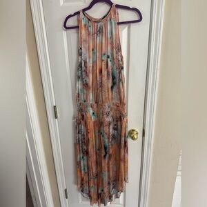 Tolani Vibrant Orange and Teal Maxi Dress